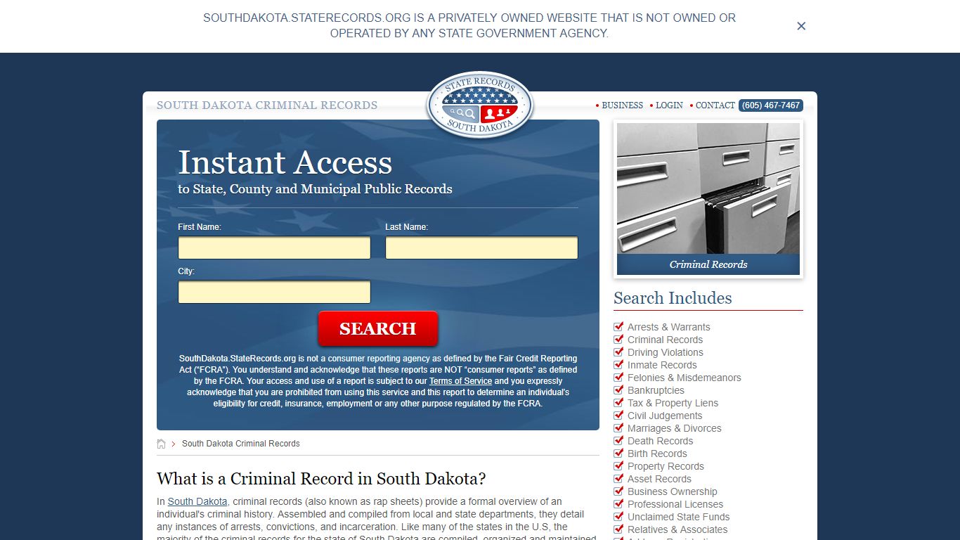 South Dakota Criminal Records | StateRecords.org