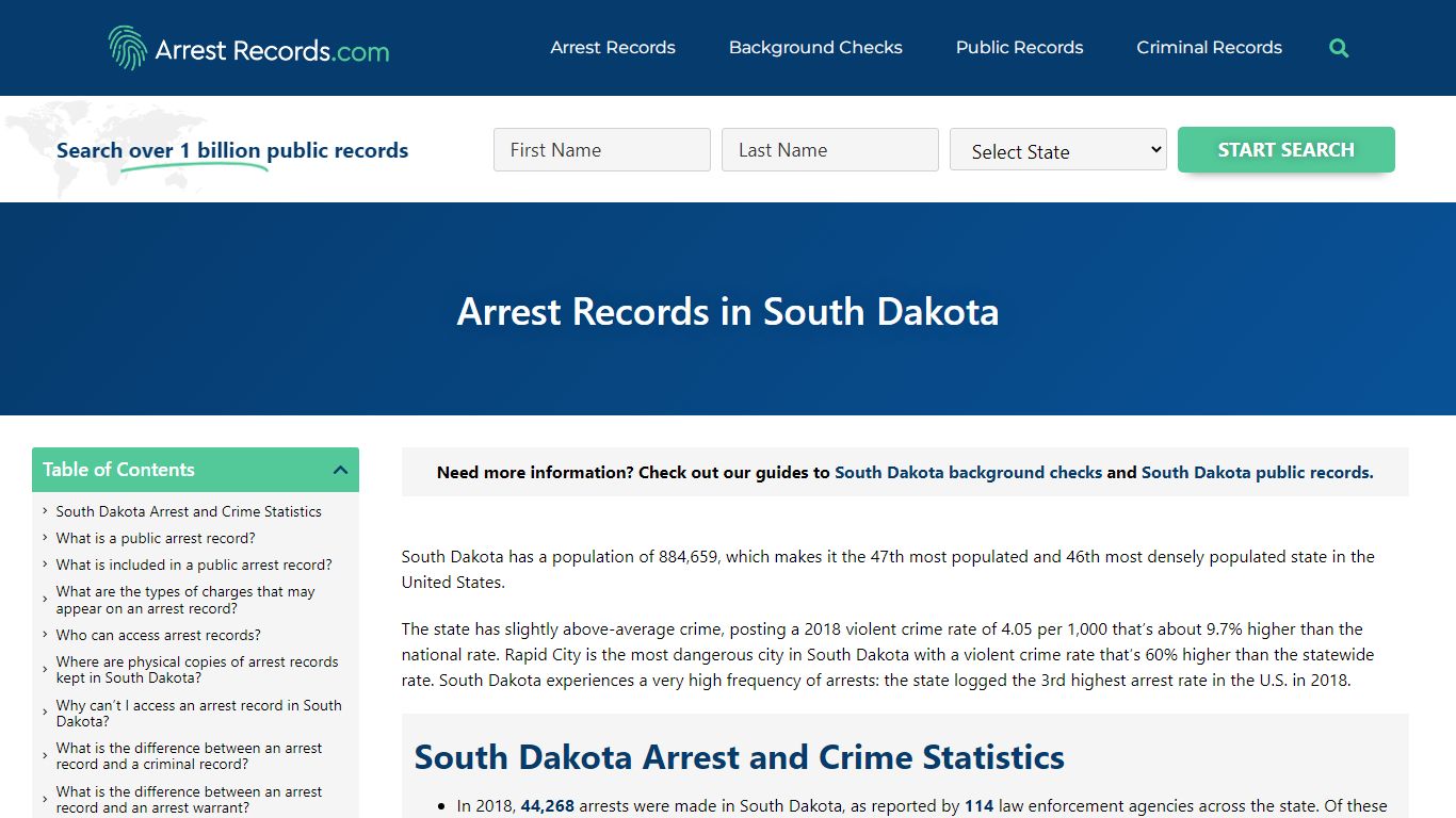 South Dakota Arrests Records - Arrest Records.com